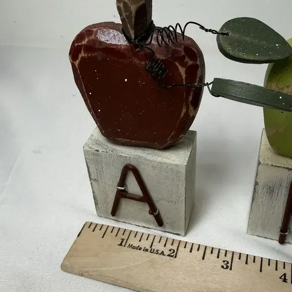 Rustic Wooden Farmhouse Wooden Letter Blocks Spelling Apples - Picture 9 of 9